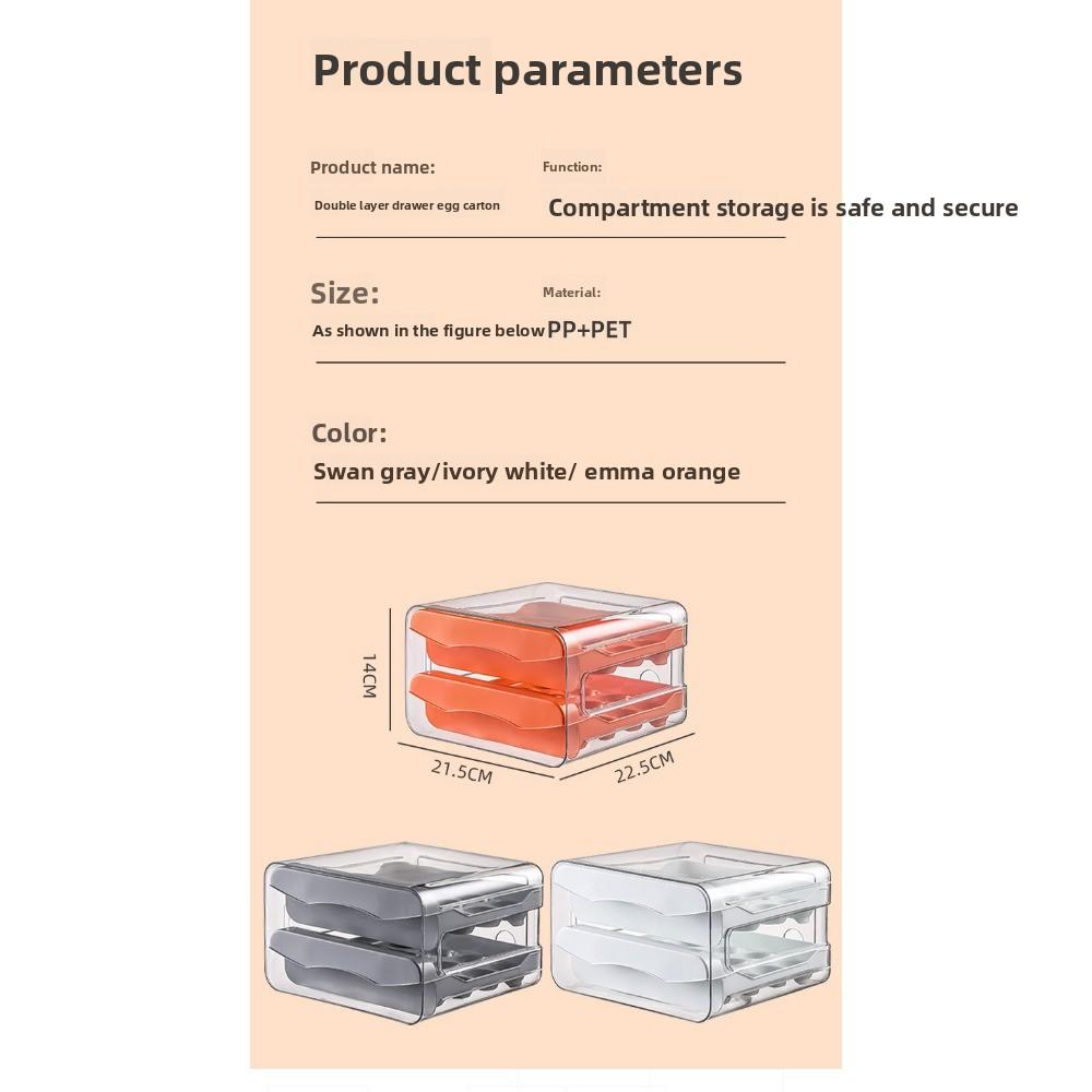 Refrigerator Drawer Type Egg Storage Box Transparent Thickened 32 Grid Egg Box Food Grade Double Layer Can Be Stacked Fresh-keeping Box