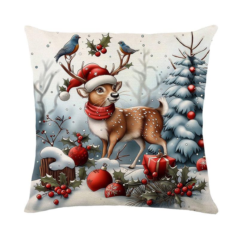 Christmas home decoration pillow cover Santa Claus Fawn Snowman printed sofa cushion suite room decoration friend gift