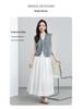 Xin Ge Women's Textured A-line Mid-length Skirt with Elastic Waist - Summer 2026 Collection