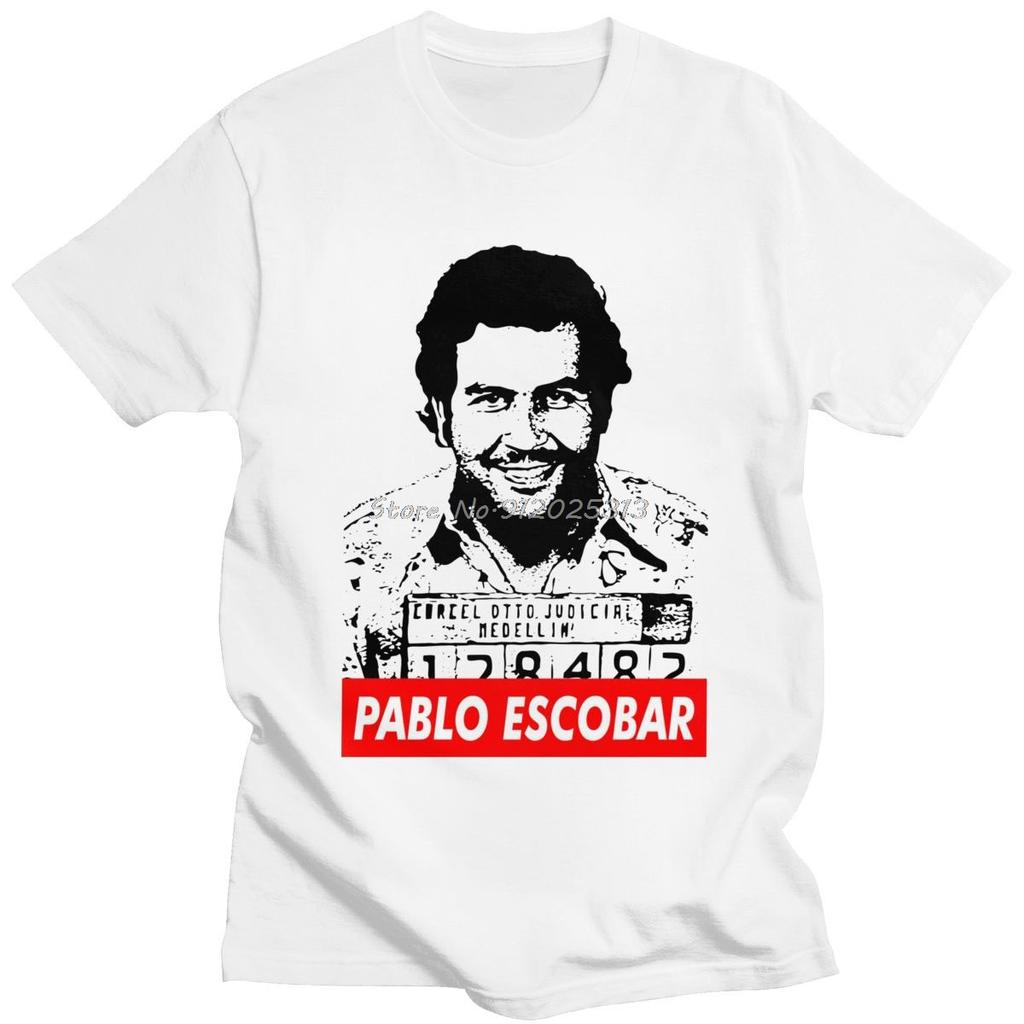 Cool Pablo Escobar T Shirt For Men Short Sleeves Printed TV Narcos Tshirt Crew Neck Casual T-shirt Cotton Tee Tops Clothes