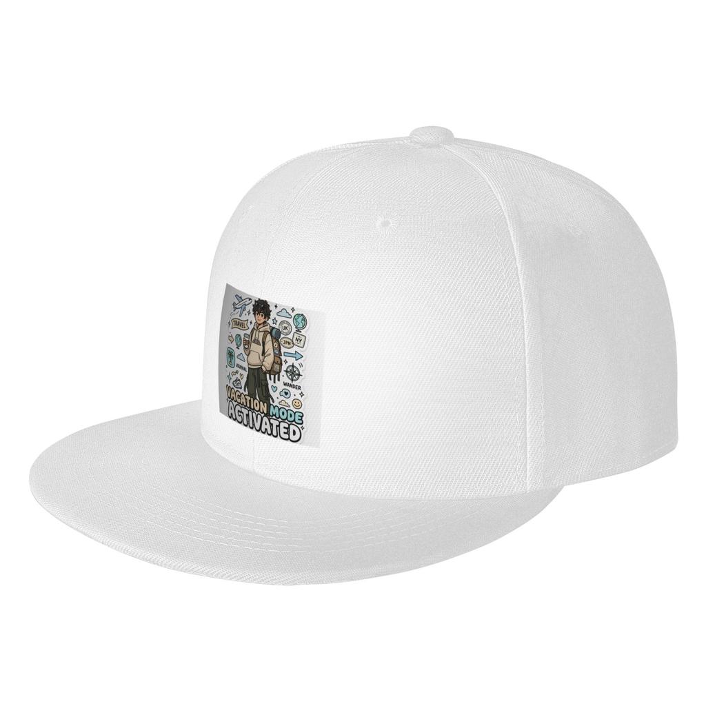Fashion Vacation Mode Activated Travel Art Flat Brim Sun Hat Denim Baseball Cap Sun Caps