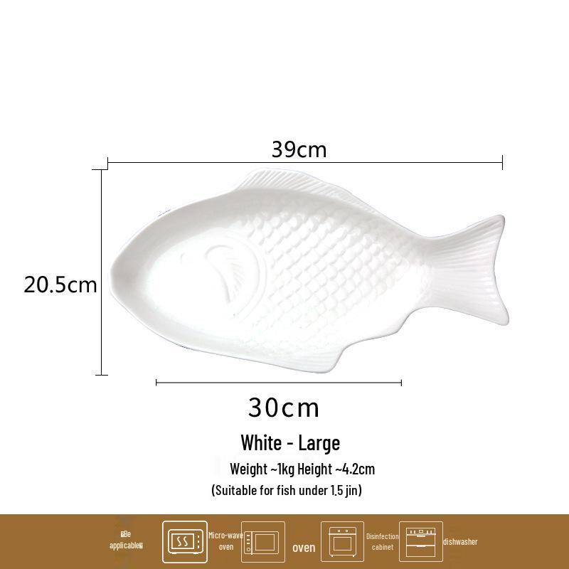 Nordic Ceramic Fish Dinner Plate - Creative Vegetable & Fish Serving Dish for Household Use