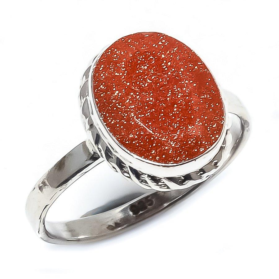 Natural Sunstone Gemstone Handmade 925 Solid Sterling Silver Gift Ring S.8 O7l06