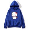 Red Flower From Panda BuBu To Bear DuDu Hoodie Cute Baby Bears Sweatshirts Couple Clothes Women's Streetwear