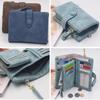Cartera de mujer de cuero nobuk, billeteras cortas para mujer, tarjetero múltiple de 3 pliegues, billeteras de alta calidad para mujer, funda para monedero