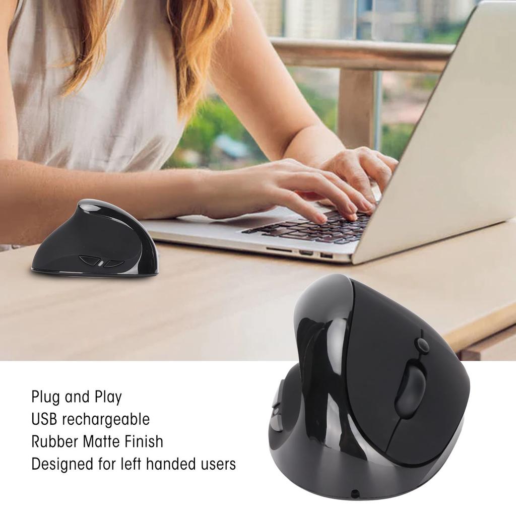 Left Hand Vertical Mouse 2.4G Wireless Vertical Ergonomic Mouse Rechargble Mouse with USB Adapter   DPI for PC