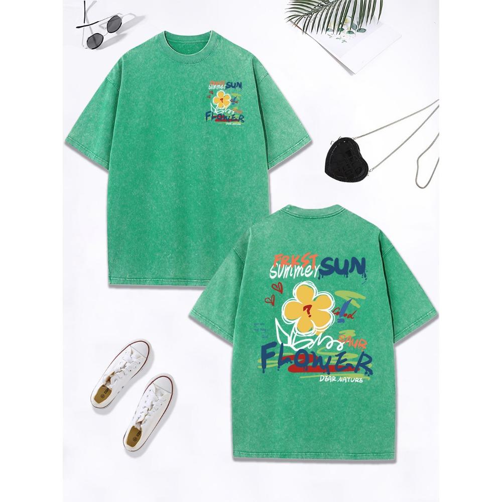 

Летние футболки с принтом граффити подсолнуха, женские хлопковые топы оверсайз, повседневные футболки с круглым вырезом, одежда S