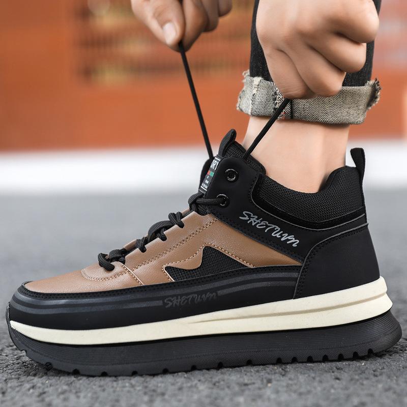 

High-top shoes men s winter sports men s shoes 2025 new velvet casual board shoes men s trend heightening shoes versatile men 44