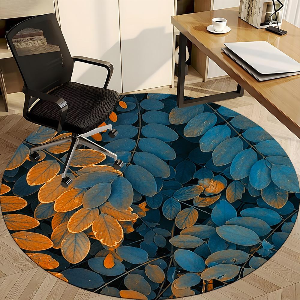 1pc Autumn Leaves Office Round Area Rug, Indoor Mat Suitable ForOffice, Under Office Chairs Bedroom Living Room Home Decor, Room Decot185