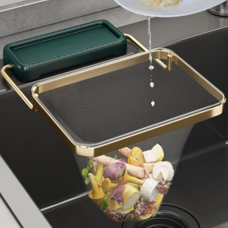 Küchenspüle Abfallrost Küchenspüle Sieb mit Filtergewebebeutel Spülschwamm Organizer Halter Sieb für Lebensmittelabfälle Abfluss