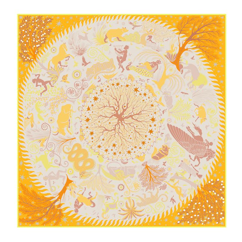 Silk Scarf Women City Street Print Square Scarves Head Echarpes Silk Foulards Femme Wraps Beach Shawl Bandana Lady Hijabs 90CM