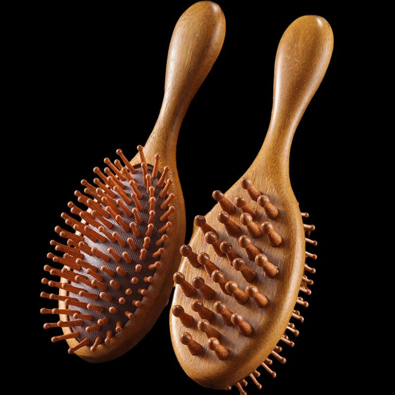 Resin Multifunctional Four-in-One Gua Sha and Massage Comb - Sandalwood Facial and Head Therapy Tool