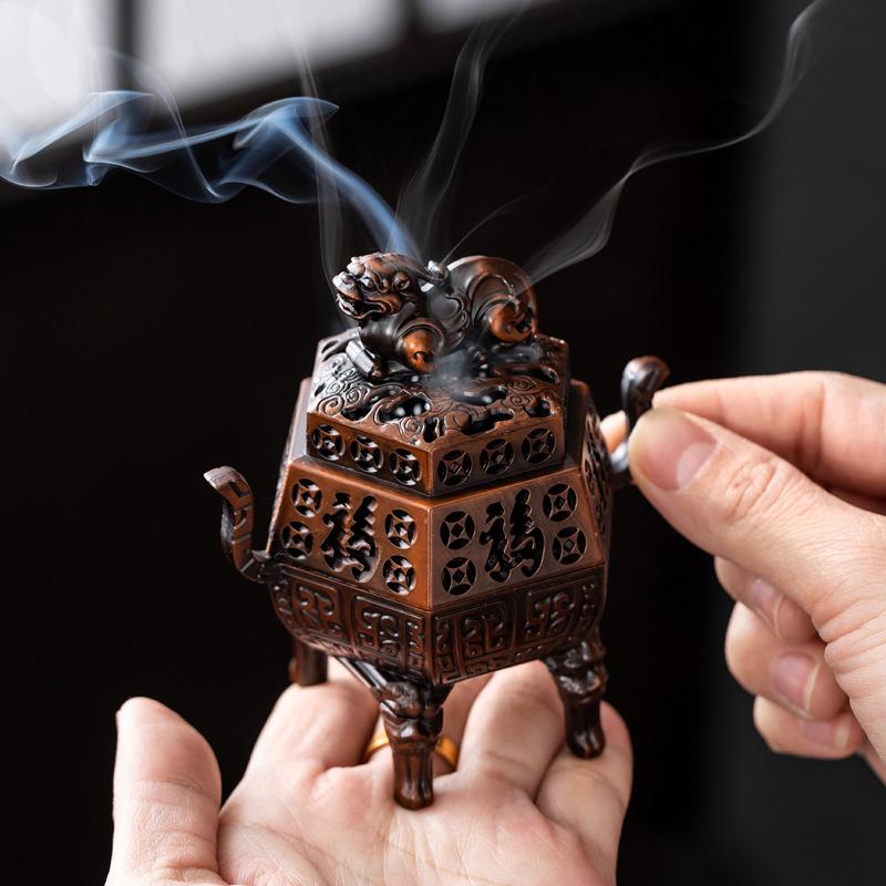 Quadruped Alloy Incense Burner Household Indoor Tea Room Office Tabletop Decoration Purification Incense Coil Aromatherapy Stove