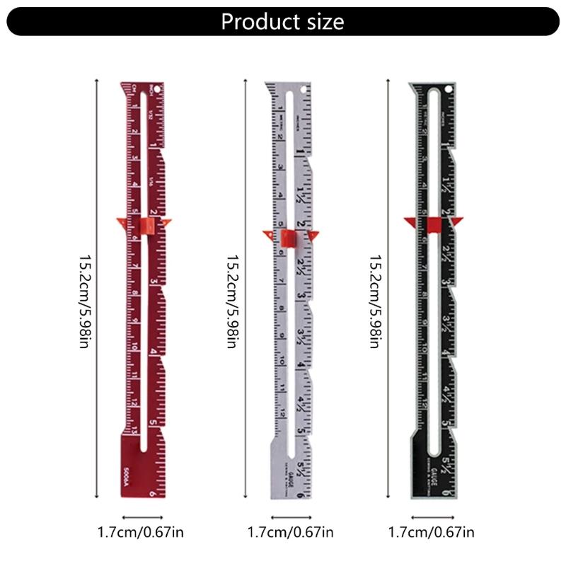 Aluminum Alloy Quilting Ruler 6Inch Metal Sliding Sewing Gauge Measuring Tool for Sewing Tailoring Quilting Hemming