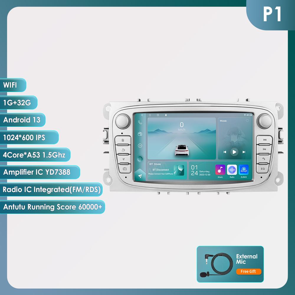 Hizpo For Ford/Focus/S-Max/Mondeo 9/GalaxyC-Max Car Radio Multimedia Video Player Navigation GPS Intelligent  Android 13 NO DVD 2din 2 Din 2.5D USB