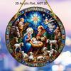 Round Acrylic Stained Sun Catcher - Vibrant Jesus Birth Design, Ideal for Porch & Garden Decor, Spiritual Home Decor, Four Seasons Decoration