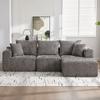 Modułowa sofa narożna 102'' ze sprężonym siedziskiem, Szara bez stelaża z uchwytem na kubek, Kształt L z głębokim siedziskiem, Bez montażu – Wymiary: 261×165×80.5 cm