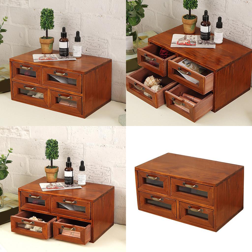 Elegant Wooden Storage Box With Multiple Drawers Antique Style Wooden Storage Cabinet Ideal For Makeup Tools And Keys