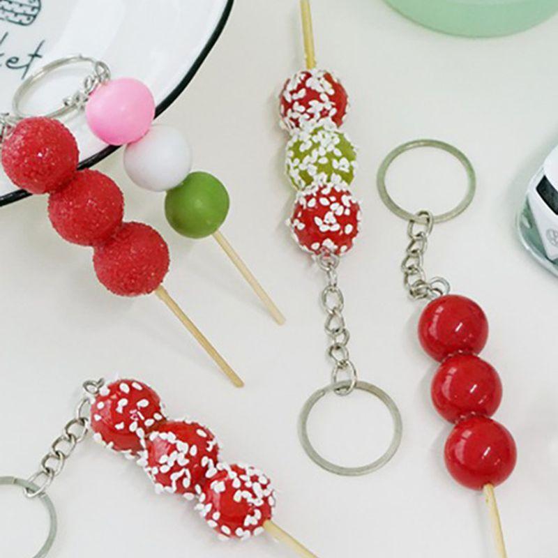 

briskstyle cute tanghulu keyring key holder Three-color honey rice cake