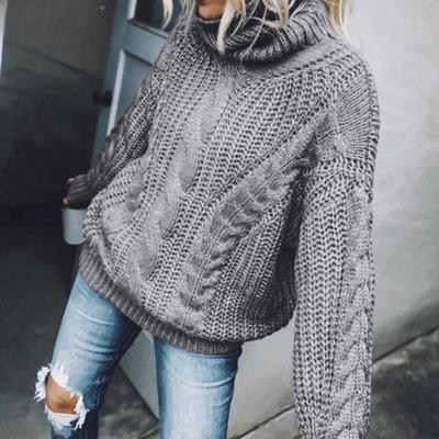 Moda dama ocazional toamna iarna imprimeu culoare uni pulovere cu maneca lunga cu gat inalt