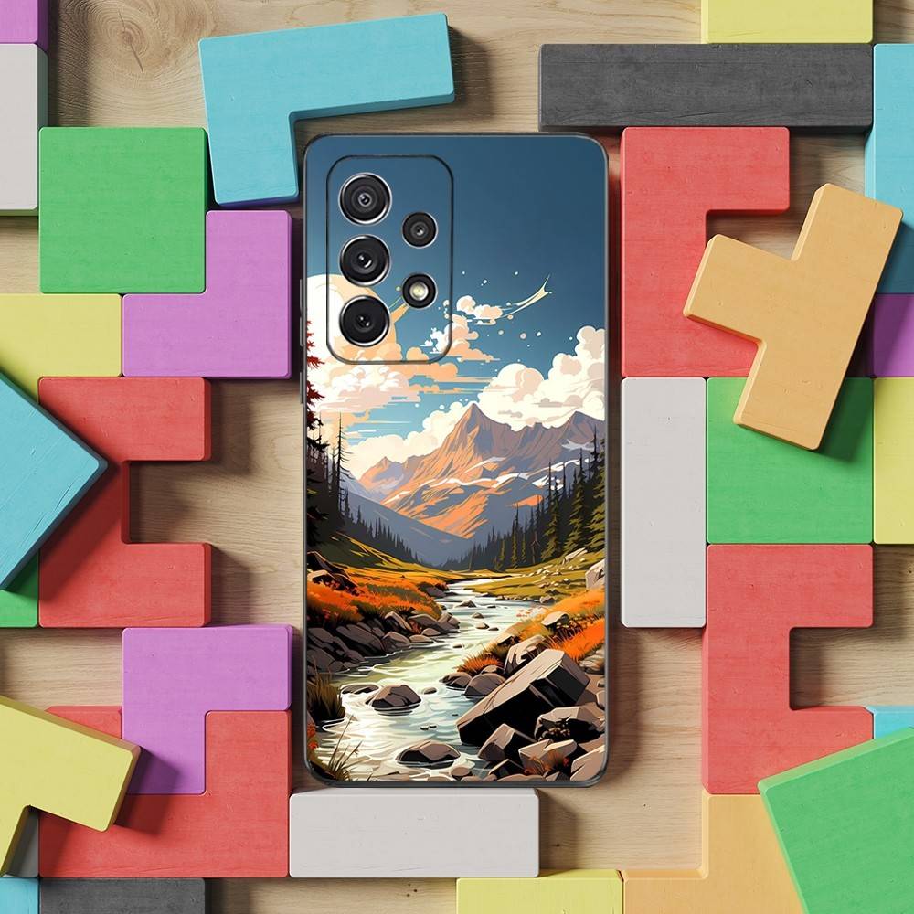 

Painting Art River Case For Samsung S21,S9,S22,S25,S20,S10,Plus,Ultra,S24,S23,FE,Lite,Soft Silicone Black SamsungS10Plus