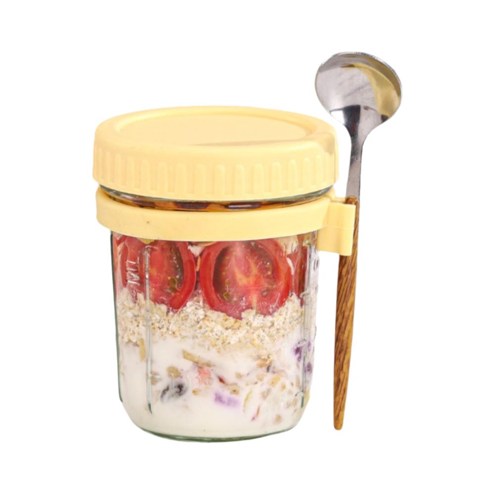Glas Overnight Oats Gläser 350ml Joghurtglas Tragbares Versiegeltes Glas Für Müsli Joghurt Milch Obstsalat