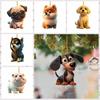 2D Dog Christmas Tree Hanging Pendants Decorative Cartoon Dog Christmas Tree Charms Acrylic Hanging Cartoon Dog Car Pendant Car