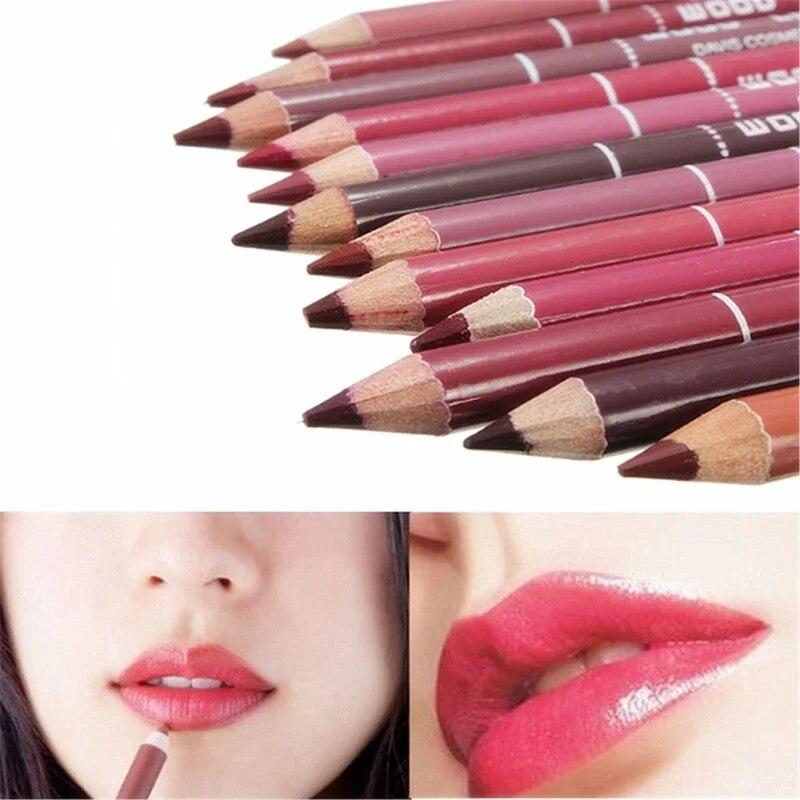 Matita labbra in legno 28color impermeabile Lady Charming Lip Liner Makeup Strumento cosmetico a lunga durata per donna Matita morbida