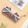 1Pc Houndstooth Printed Glasses Holder With Keychain, Vintage Glasses Case, Portable Sunglasses Storage Bag For Daily And Travel
