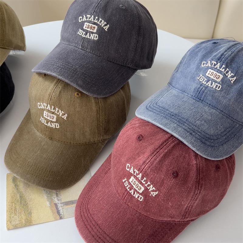 Korean Version of Letter Embroidery Fashionable New Style Simple Baseball Hat for Women Showing Face Small Big Head Dog Tail Sun Hat Sports Style