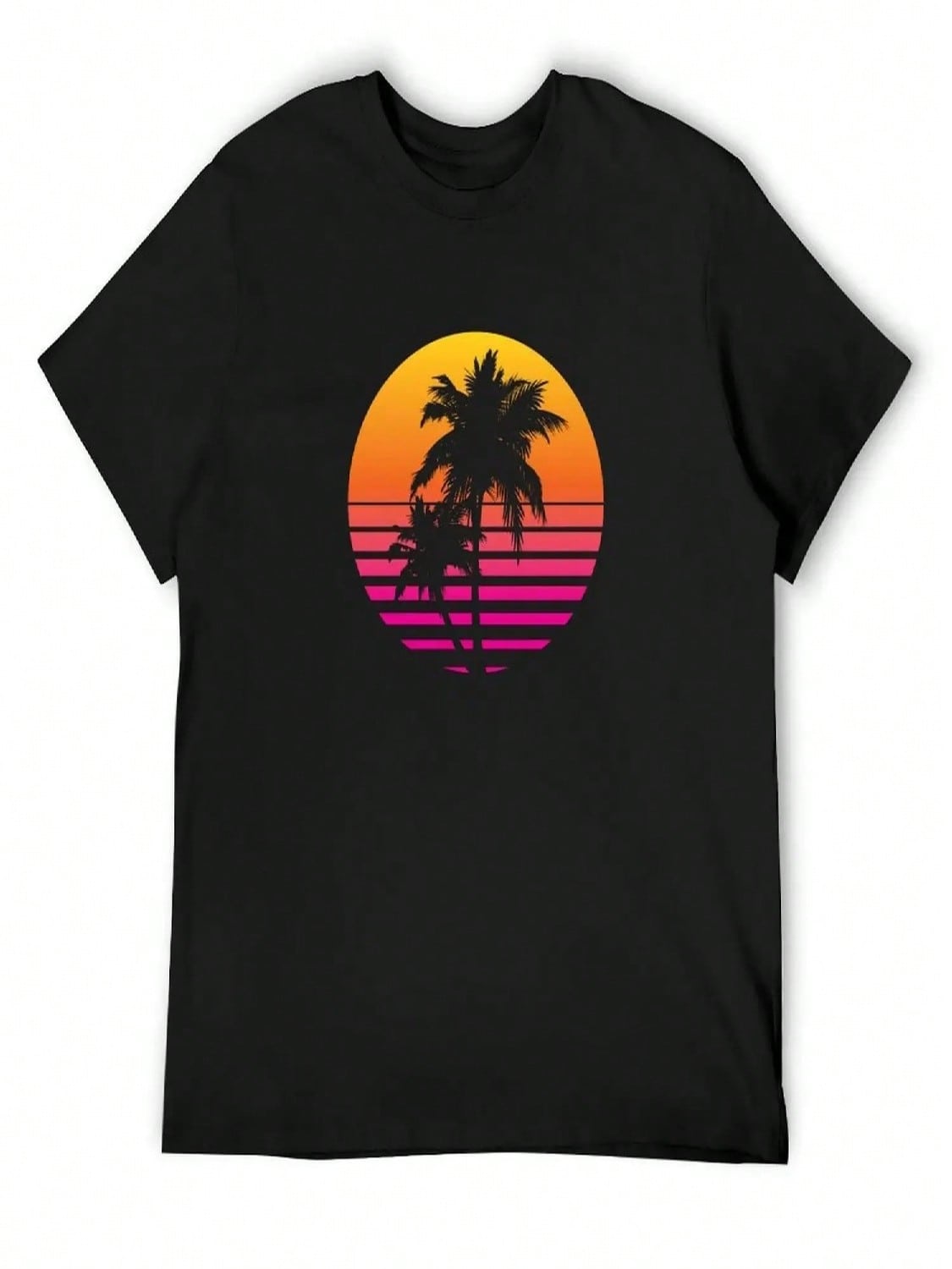 Synthwave Sunset T-Shirt Oversized Graphic Tee  Shirts Summer Top Rapper Graphic Tees unisex Fashion S разноцветный
