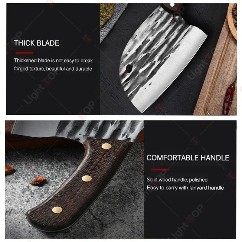 Multifunctional Kitchen Knife Meat Cleaver Fish Slicing Boning Knives Forged Butcher Knife Wooden Handle Knife Kitchen Supplies