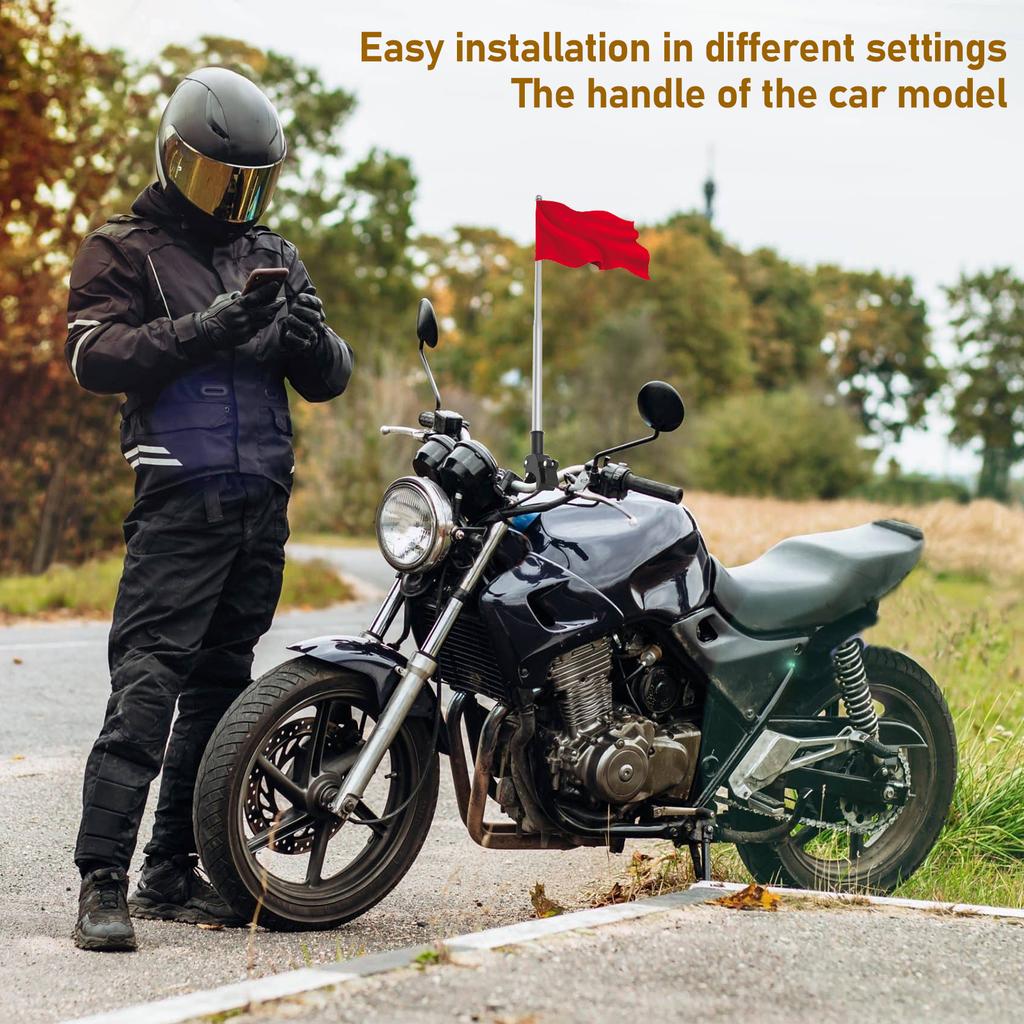 2 st Motorcykel Flaggstång Universell Teleskopisk Mountainbike Flaggstång Utomhus Cykling Motorcykel Bagagehållare Flagghylla