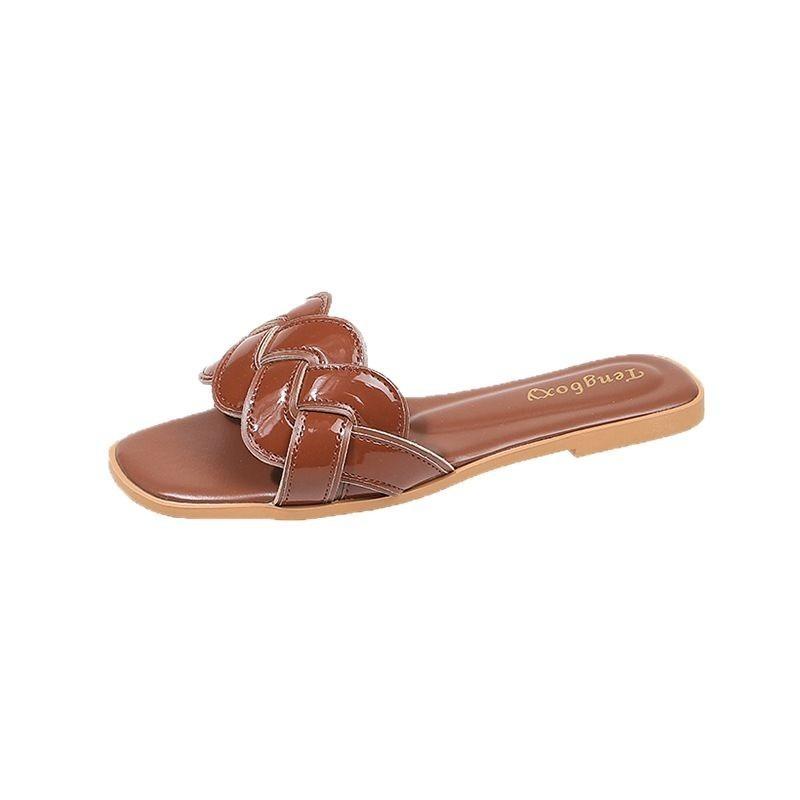 Neue Damen Anti-Rutsch Flache Strand Schuhe mit weicher Sohle und Ein-Schulter Flip-Flops