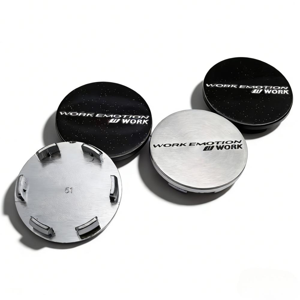 4pcs W Work Emotion Logo Emblem Badge Car Wheel Center Caps 51MM Clip 46MM Rim Hubcaps Dust Cover Wheels Hub Cap Car Accessories