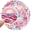 50PCS Aesthetic Pink Ocean Stickers Pack Pink Summer Graffiti Beachy Stickers for Luggage, Journal, Laptop, Kindle, Scrapbook