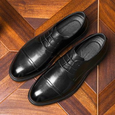 Profesjonalne buty męskie, skórzane, z potrójnym łączeniem, eleganckie buty biznesowe dla dżentelmenów, sznurowane, proste buty typu derby, wierzchnia warstwa, buty ślubne ze skóry bydlęcej