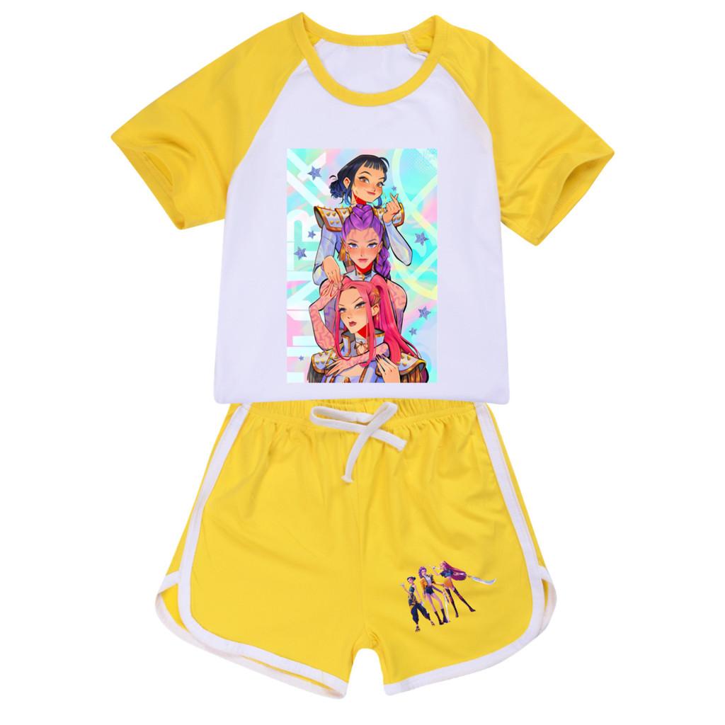 4901 Kids Girls POP Rumi Zoey Mira Print T-shirt Shorts Sport Tracksuit Clothes Set