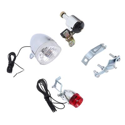 Kit Farol Dianteiro Lanterna Traseira Dínamo de Bicicleta 6W Gerador de Fricção Farol Lanterna Traseira para Bicicleta de Estrada Bicicleta de Montanha