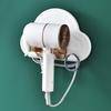 1pc Wall Mount Hair Dryer Holder Self Support Punch- Collapsible Bracket Stand Organizer with Hook
