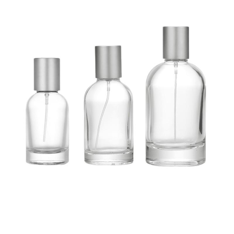 50ml Cylindrical Glass Perfume Spray Bottle, Transparent and Refillable