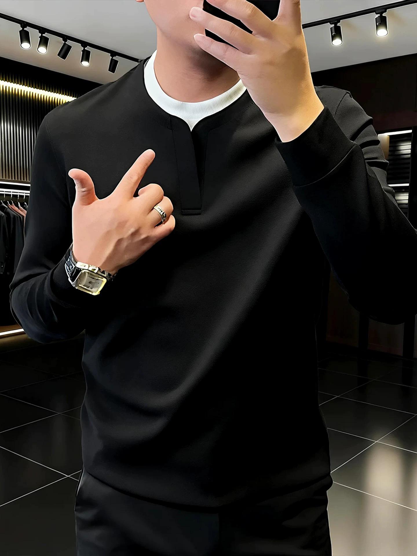 Men s High-End Trendy Two-Piece Layered Hoodie for Autumn/Winter XXXL
