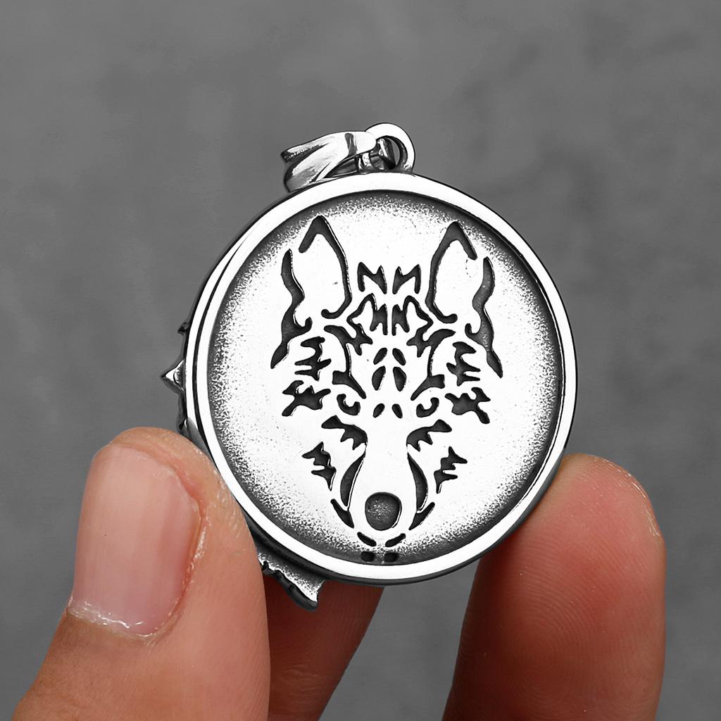 YQ 316L Stainless Steel Viking Wolf Pendant Necklace For Men Goth Jewelry Accessories