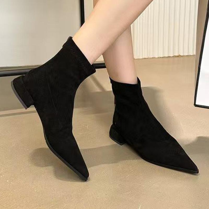 Fashion Leopard Women Ankle Boots Suede Fashion Pointed Toe Shoes Sexy Designer Heeled Boots 2025 Winter Cozy Luxury Mujer Chelsea Botas