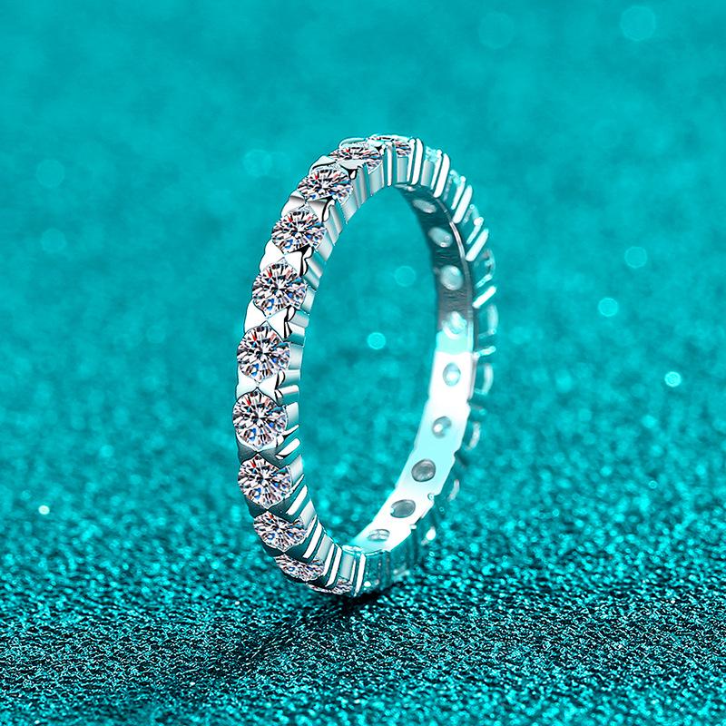 Yinbaichuan S925 Sterling Zilver Moissanite Damesring – Elegante Volledige Diamanten Band voor Dagelijks Gebruik