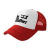The Catfather Siatkowa Czapka Trucker Czarno-Biała Oddychająca Czapka Baseballowa z Wzorem Logo Kota dla Unisex i Kobiet