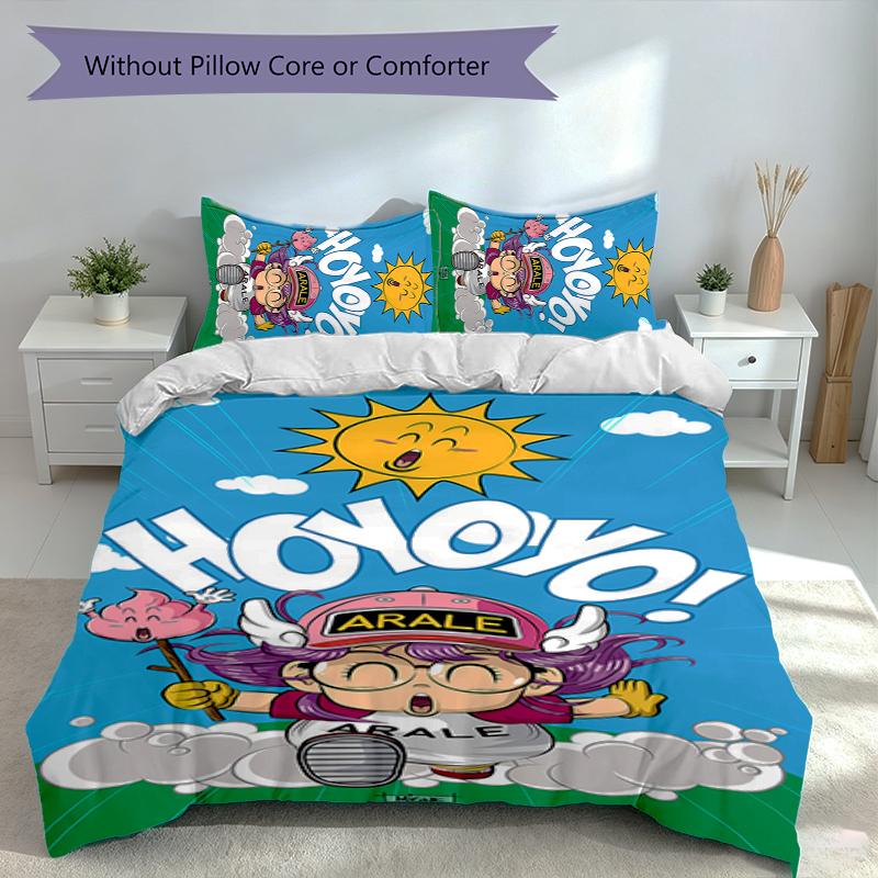 3pcs Arale Duvet Cover Set, Includes 1 Duvet Cover and 2 Pillowcases,Skin-Friendly&Comfortable Fabric,Suitable Bedding Sets