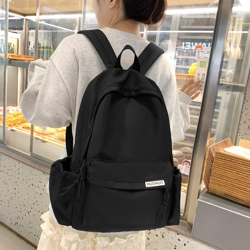 Teenage Backpack Solid Color Student Schoolbag Large Capacity Backpack