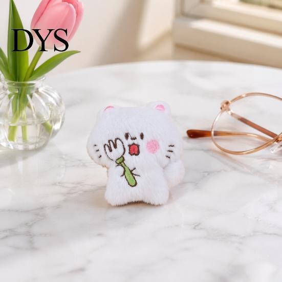 Handbags Decorative Accessory Holding Fish Cat Plush Pendant, Stuffed Fork White Kitten Keychain for Backpacks Purses Bag Charm