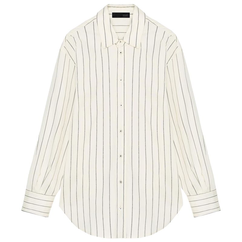 Zaprha 2025 Summer New Women clothes Casual All-matching Stripe Lapel Loose Long sleeve Shirts 3320160